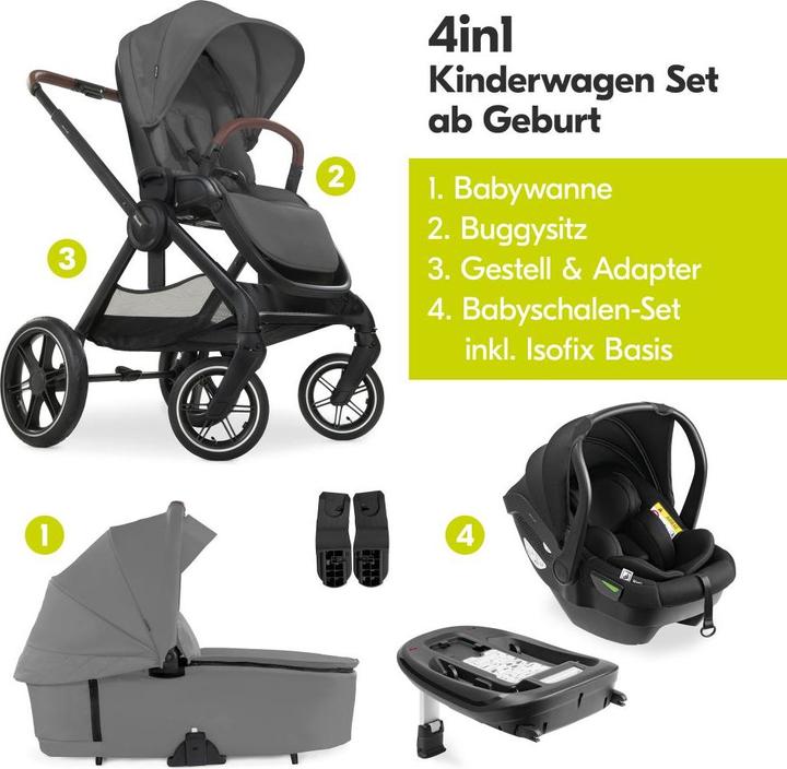 Actual product image Hauck 4in1 pushchair set Walk N Care Air Trio pushchair 3 in 1