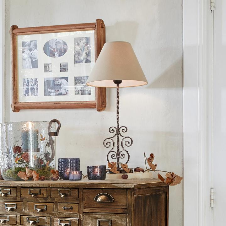 Actual product image Loberon Table lamp Clamart linen/antique brown (E27)