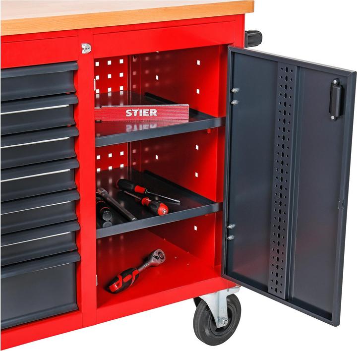 Image du produit Stier Etabli mobile à 7 tiroirs et 1 porte (112 cm, 112 cm)