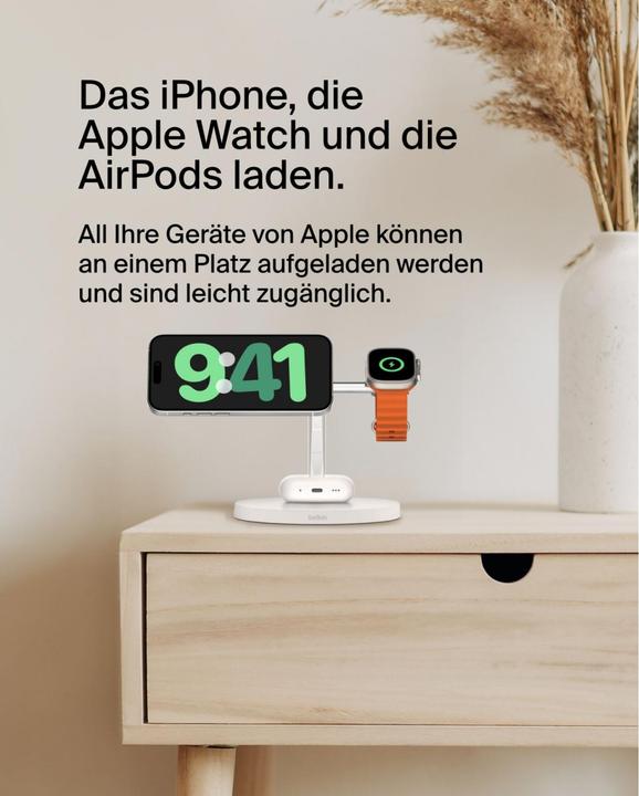 Produktbild Belkin BOOST CHARGE PRO Qi2 3in1 magn.Ladestat.15W ws. WIZ032kqWH (15 W)