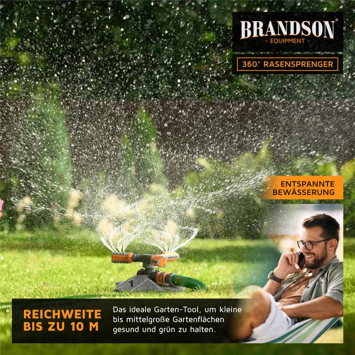 Produktbild Brandson Kreisregner, 360° Rasensprenger, 3 Arm, Garten Sprinkler, Bewässerungssystem, Gardena kompatibel (Kreisregner)