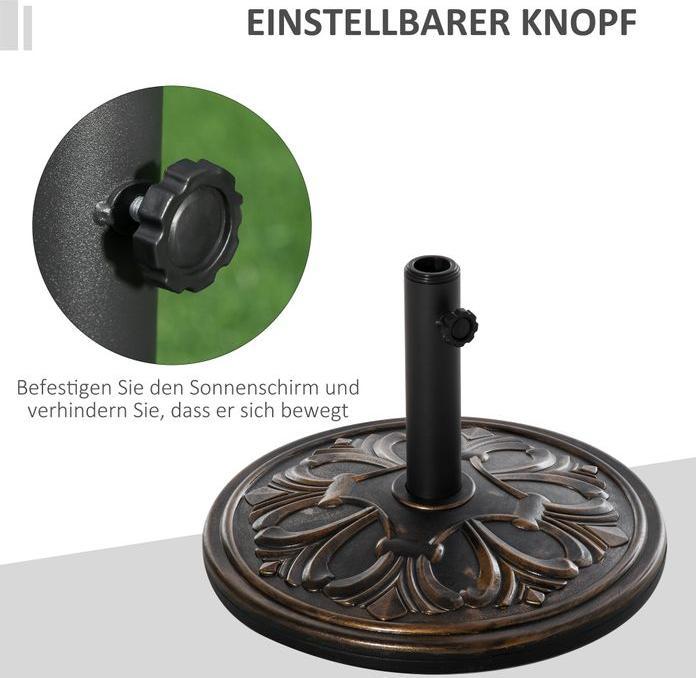 Produktbild Swisshandel24 Sonnenschirmständer 13 kg Ø35/Ø38/Ø48mm Kunststoff + Zement Antik Bronze Ø48 x 34 cm