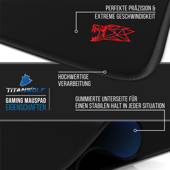 Produktbild Titanwolf Gaming Mauspad, XXXL Speed Mausmatte 1200 x 400 mm, Geschwindigkeit & Präzision, rot (XL)
