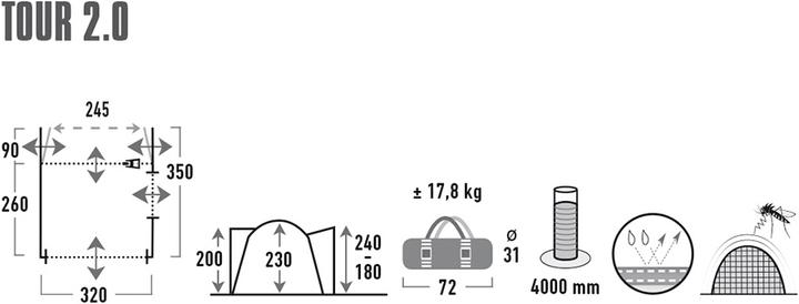 Produktbild High Peak Tour 2.0 (Kuppelzelt, 17.80 kg, 2 Personen)