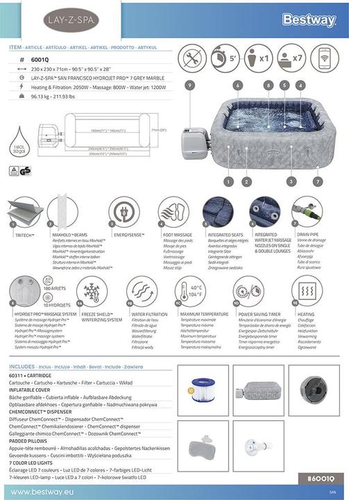 Actual product image Bestway Lay-Z-Spa San Fran cisco HydroJet Pro (7 pers.)