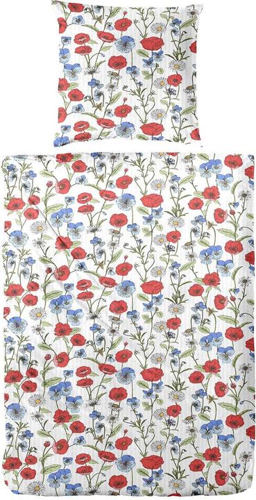 Image du produit Enrico Coss Baumwoll Seersucker Bettwäsche Dresden rot blau (Set de linge de lit, 155x220 cm + 80x80 cm)