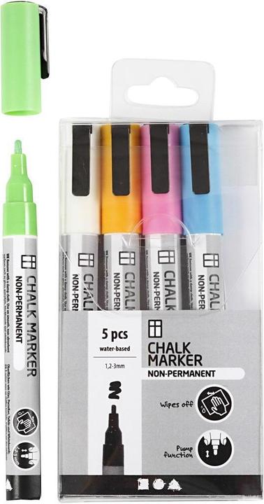 Creativ Company Marcatore a gesso (Multicolore, 3 mm, 5 x)