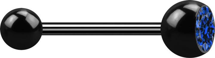 Produktbild Star Piercing Micro Barbell schwarz mit Kugel und Kugel Kristall dunkelblau (Chirurgenstahl 316L, ohne Messing)