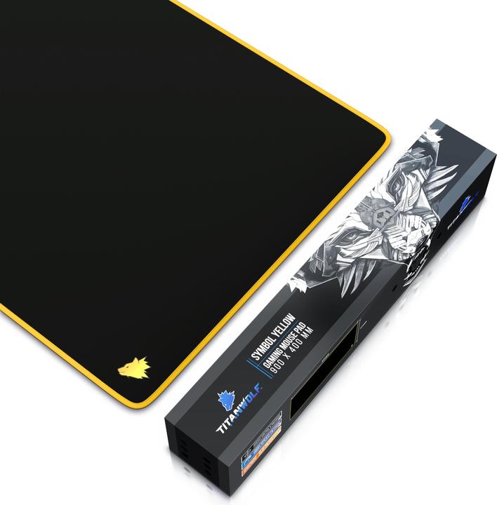 Produktbild Titanwolf Gaming Mauspad, XXL Speed Gaming Mausmatte / Extragrosse Fläche von 900 x 400mm, Kopf gelb (XXL)