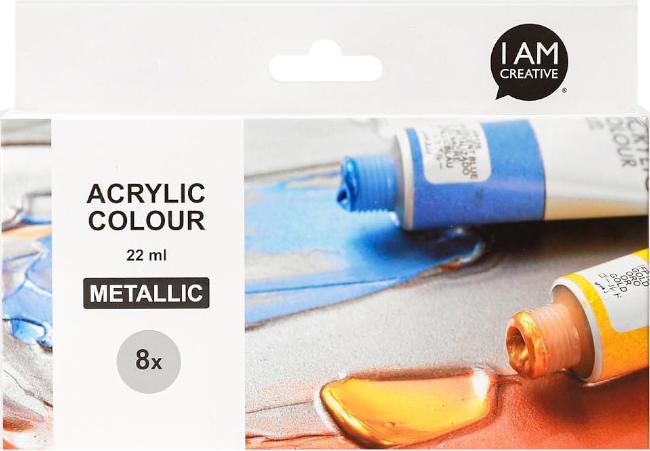 Produktbild I Am Creative Basic Acryl Set, Acrylfarben auf Wasserbasis (Bunt, Metallic, 22 ml)