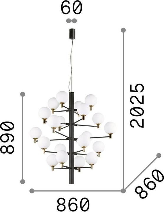 Image du produit Ideal lux COPERNICO G9 Suspension 20x ⌀860mm dimmable noir blanc chaud 197333 (G9, 370 lm)