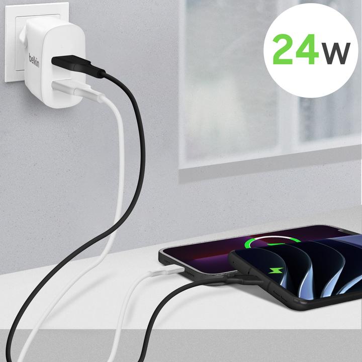 Produktbild Belkin Dual USB-A Ladegerät, 24W incl. Micro-USB Kabel 1 (12 W)