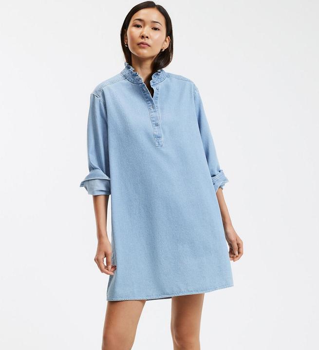 Actual product image La Redoute Collections Short denim dress with frill collar (38)