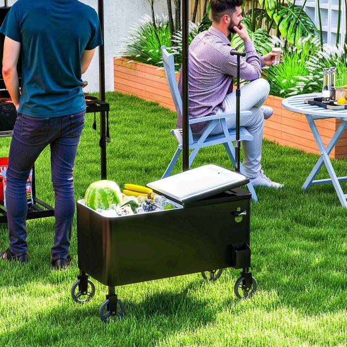 Immagine prodotto Swisshandel24 76L Kühlwagen Servierwagen mit Rädern Flaschenöffner Deckel Griffe Kühlbox (76 l)