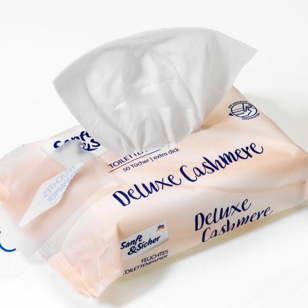 Produktbild dm Sanft&Sicher Feuchtes Toilettenpapier Deluxe Cashmere Nachfüllpack