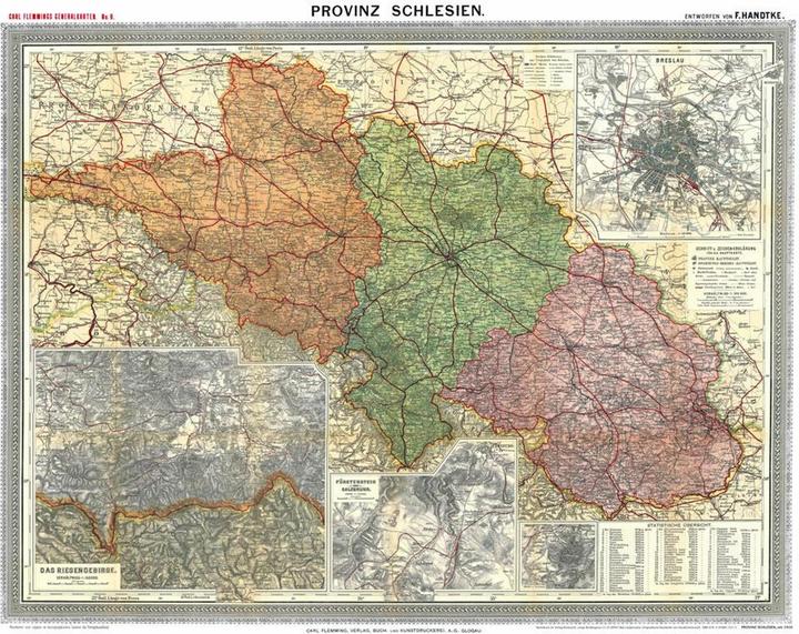 Actual product image Historical map: Province SCHLESIEN in the German Reich - around 1910 (rolled)
