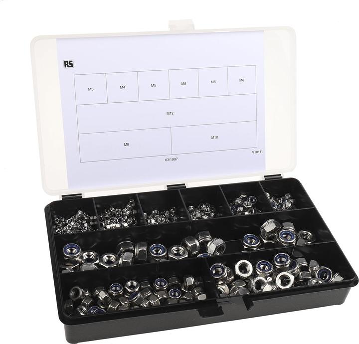Image du produit Rs Pro Assortiment d'écrous A4 M3 - M12 (M10, M12, M3, M4, M5, M6, M8)