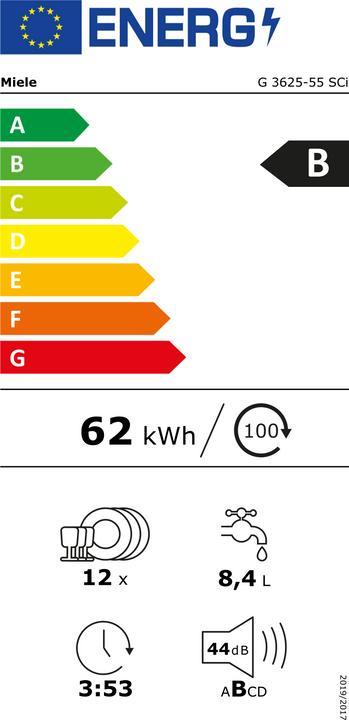 Energy Label Miele G 3625-55 SCi