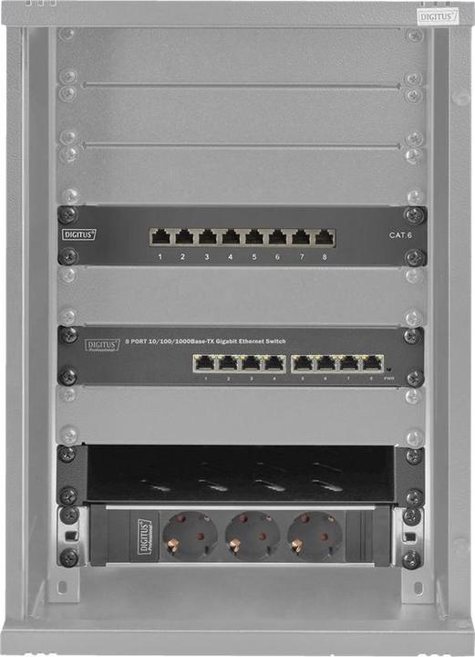 Produktbild Digitus Netzwerk-Set 254 mm (10") - 9HE, 312 x 300 mm (B x T) (5.71 HE, 10 Zoll Rack)