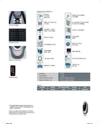 Label énergétique Honeywell Refroidisseur d'air CS10XE