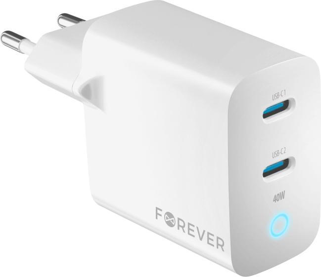Actual product image Forever TC-06-40CC GaN PD QC charger 2x USB-C 40W white (40 W)