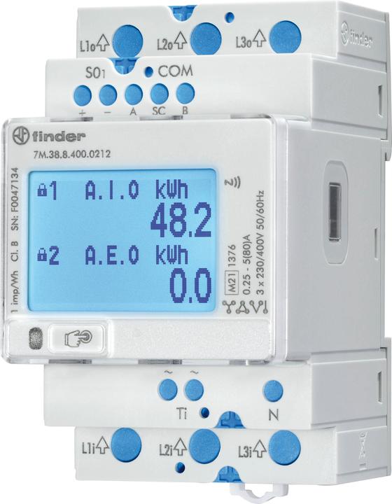 Actual product image Finder Multifunction energy meter, LCD, MODBUS, S0, IR, NFC, MID