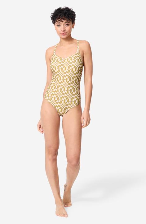 Actual product image Nabaiji Badeanzug Damen - Lila Psychodam olivgrün (XL)