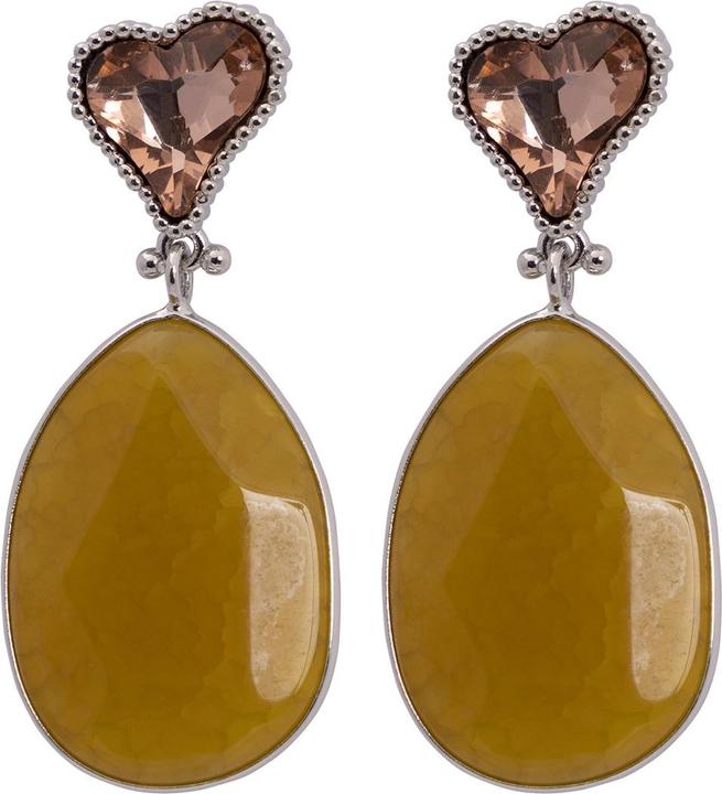 Uzurii Yellow Heart Agate Nature Stone Ohrringe (925er Sterlingsilber)