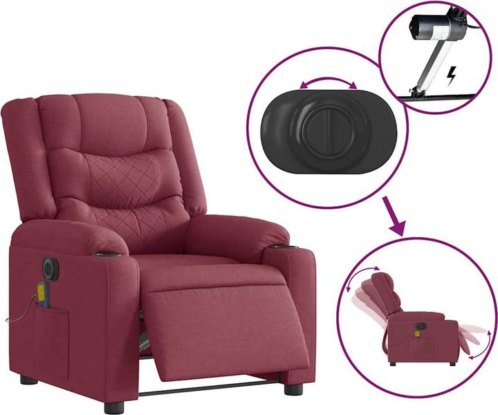 Immagine prodotto VidaXL Sedia da massaggio elettrica in tessuto rosso vino