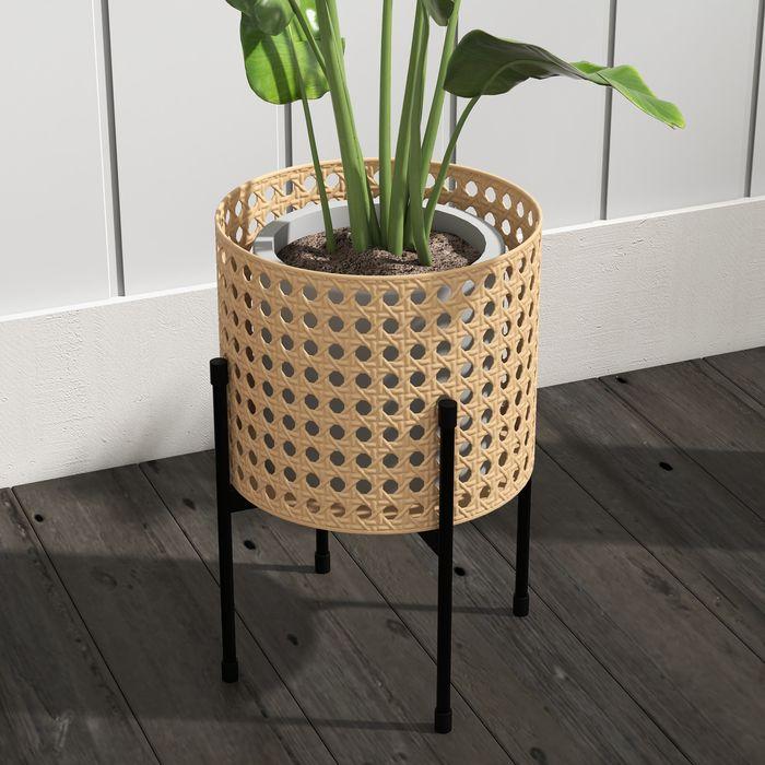 Actual product image Swisshandel24 Set of 3 plant stands Flower stand with rattan look Plant stool Flower stool for indoor and outdoor