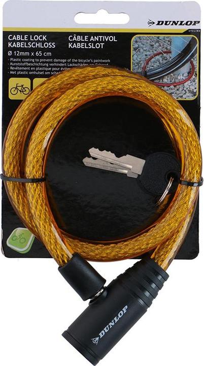 Dunlop - Spiral-Fahrradschloss mit Schlüssel 65 cm (orange)