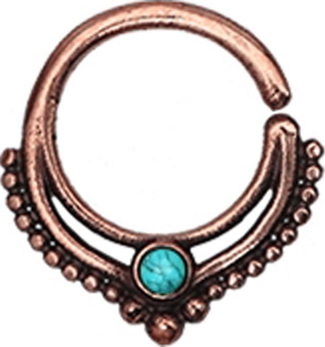 Star Piercing Micro Piercing Ring rosegold Kugelrand mit Türkis Stein (ohne Messing, Bronze)