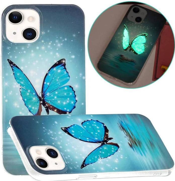 Produktbild Cover-Discount iPhone 15 - Nachtleuchtende Silikon Hülle Schmetterling blau (Apple iPhone 15)