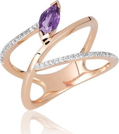 Produktbild Breuning RING - E.AMETHYST/Brill. 0,18 Ct. H/si (49, 585/14 K Gold)