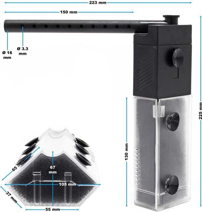 Produktbild SunSun JP-094 Innenfilter Aquarium 650 l/h 7W Eckfilter XL Aquarium Pumpe bis 80L (80 l, Innenfilter, Süsswasser, Salzwasser)