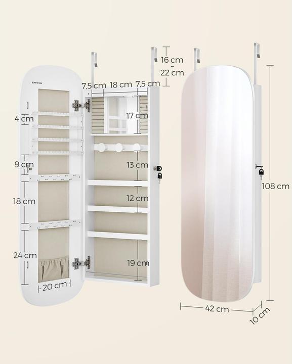 Image du produit Songmics Porte-bijoux miroir