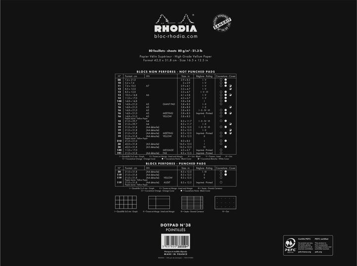 Actual product image Rhodia Blocks stapled 80g Basics (A3+, Checked)