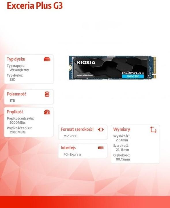 Productafbeelding Kioxia Exceria Plus G3 (1000 GB, M.2 2280)