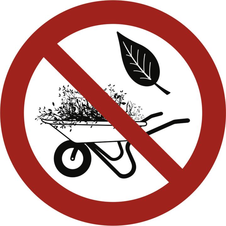 Immagine prodotto Moravia Cartello "Vietato scaricare rifiuti verdi e da giardino" Alluminio, Ø 200 mm