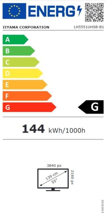 Energie-Label iiyama T6562AS-B1 65IN 165.10CM UHD IP (3840 x 2160 Pixel, 64.50")
