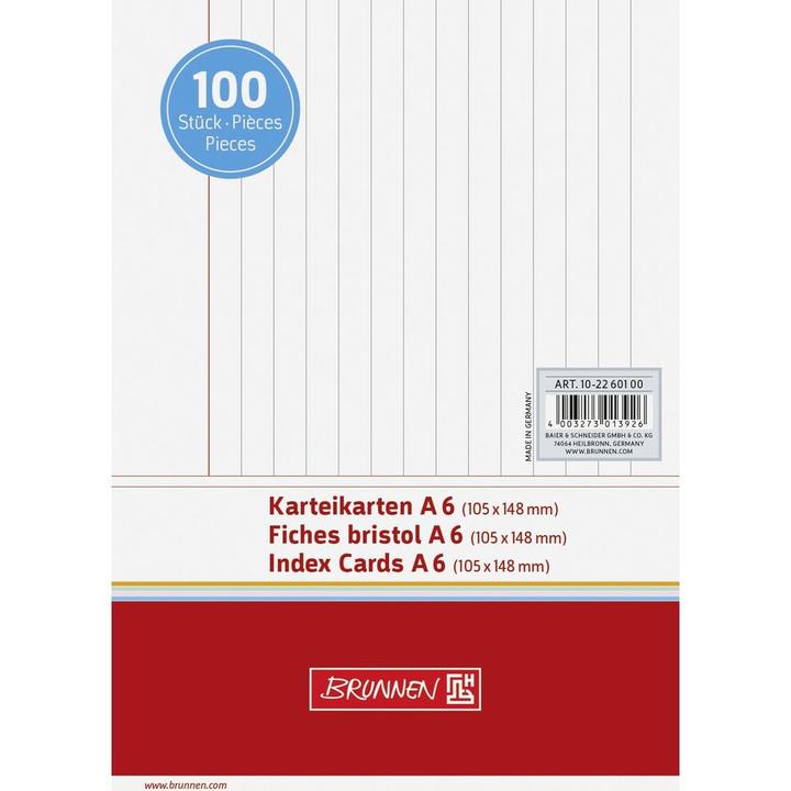 Produktbild Karteikarten (A6, 190 g/m², 100 x)
