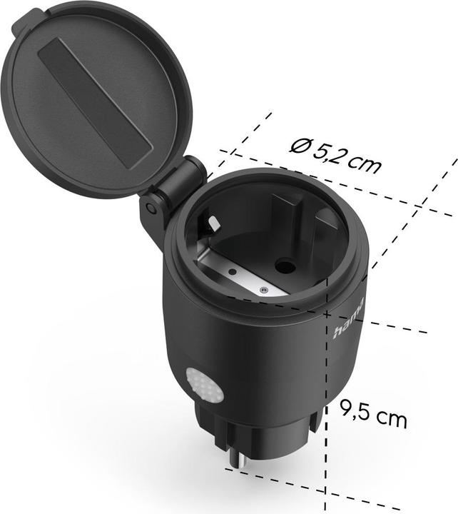 Productafbeelding Hama Slimme WLAN wandcontactdoos, voor buiten IP44, Matter, energieverbruiksmeter, 2.300W