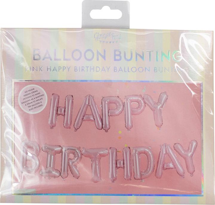 Immagine prodotto Ginger Ray Ghirlanda di palloncini "Happy Birthday" rosa pastello