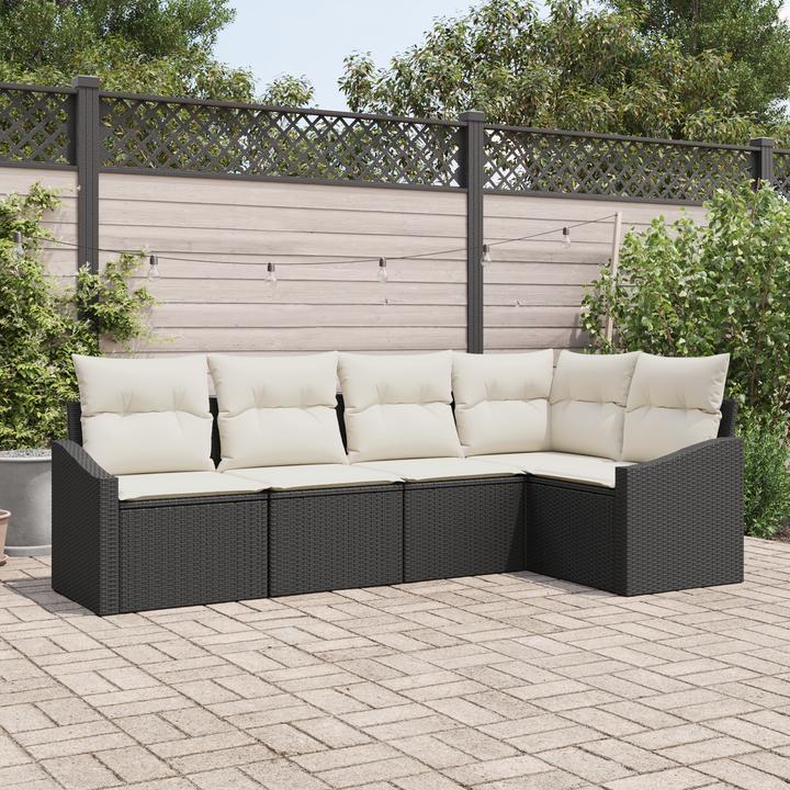 Immagine prodotto VidaXL Set da pranzo da giardino 5 pezzi con cuscini in poly rattan nero