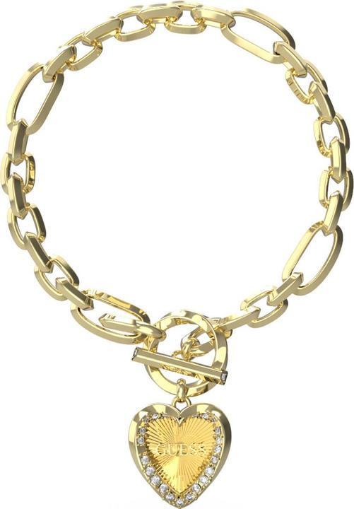 Guess HEART & T-BAR CHAIN BRACELET Armband (18.50 cm, Edelstahl)