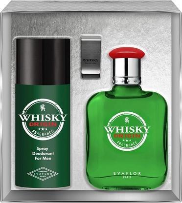 Evaflor Whisky Origin Eau De Toilette Spray 100ml und Clip Deodorant Spray 150ml Set (Spray, 150 ml)