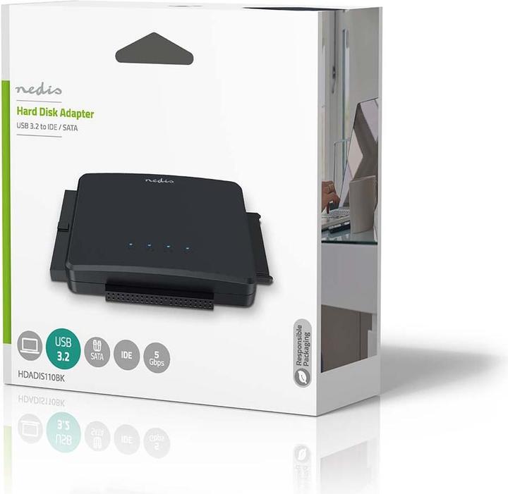 Produktbild Nedis Festplatten-Adapter | USB 3.2 Gen1 | 2.5 / 3.5 " | IDE + SATA | Netzstromversorgung