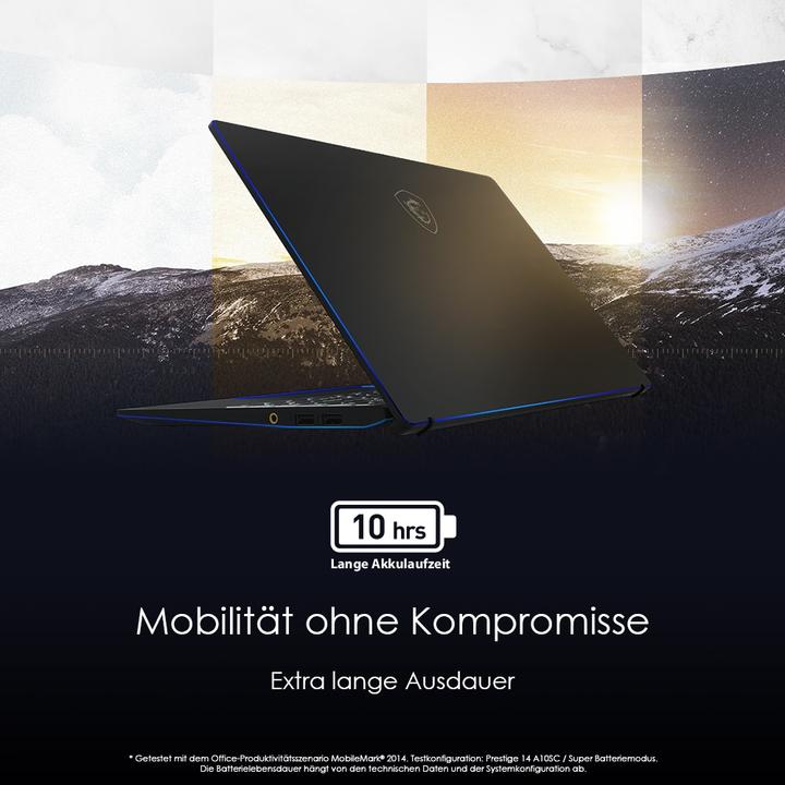 Actual product image MSI Prestige 14 (14", Intel Core i7-10710U, 16 GB, 1000 GB, DE)