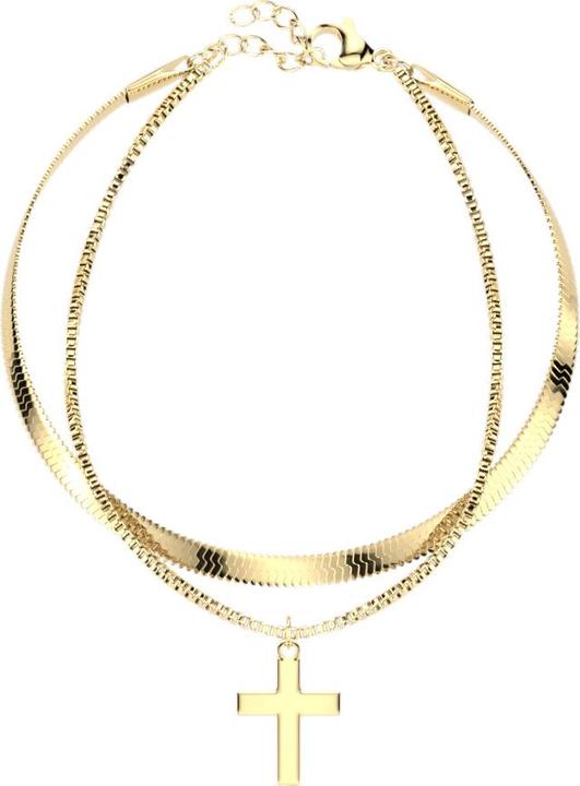 Star Piercing Kette vergoldet Schlange und Box mit Anhänger Kreuz (Chirurgenstahl 316L)