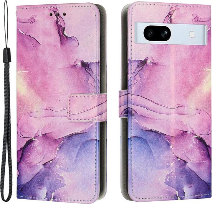 Cover-Discount Google Pixel 7a - Leder Hülle Marble violett (Google Pixel 7a)